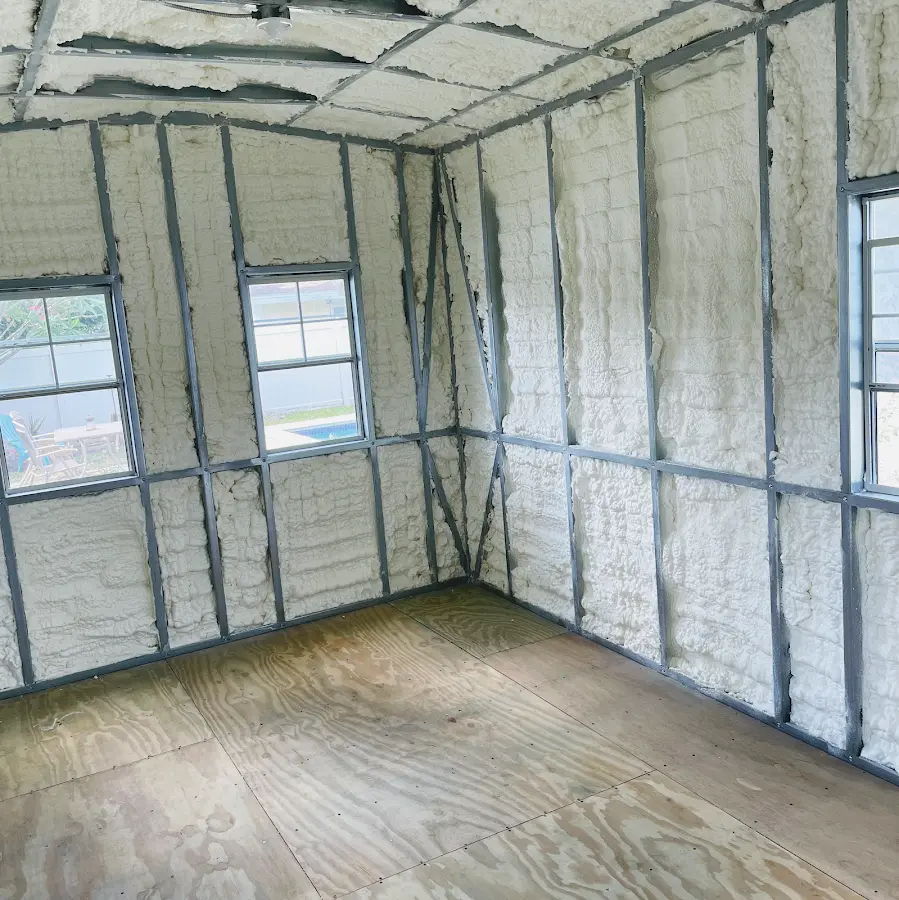 Closed-cell spray foam insulation applied to wall cavities in a residential project in Vail